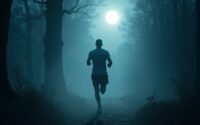 mysterious nighttime running figure