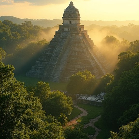 hidden temple beneath vegetation