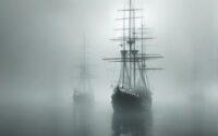 mysterious vessels in mist